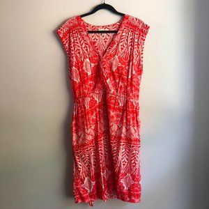 Forever21+ Dress Faux Wrap with Red & White Print
